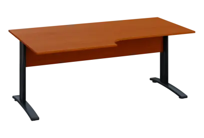 ERK 28 - 188 stůl kancelářský, rohový, levý, kovová podnož černá, deska 25 mm, široký 1800 mm, třešeň šumavská